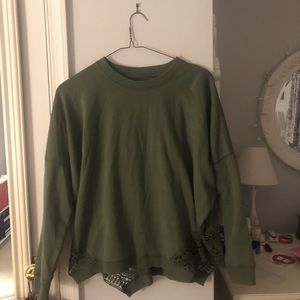 aerie army green crew neck sweatshirt